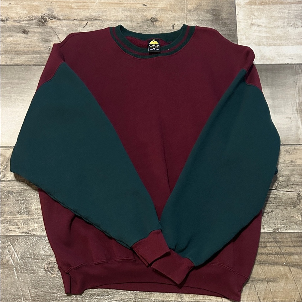 Rare Vintage H.L. Miller Gold Men's Burgundy Green Sweatshirt Made in USA plain